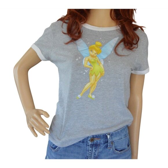disney Tops - Vintage y2k Disney Tinkerbell T Shirt Estimated Womens Medium Gray White Trim